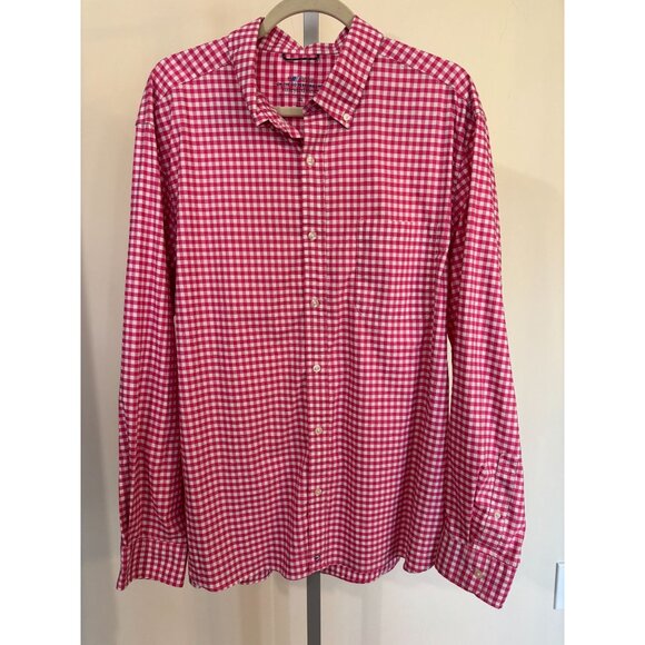 Vineyard Vines Shirt On-The-Go Performance Pink White Gingham Men XL Long Sleeve - Picture 13 of 13